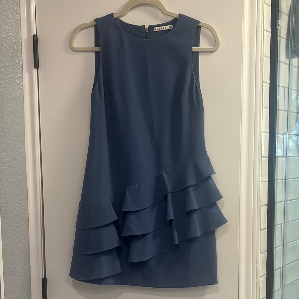 Alice + Olivia Blue Ruffle Mini Dress